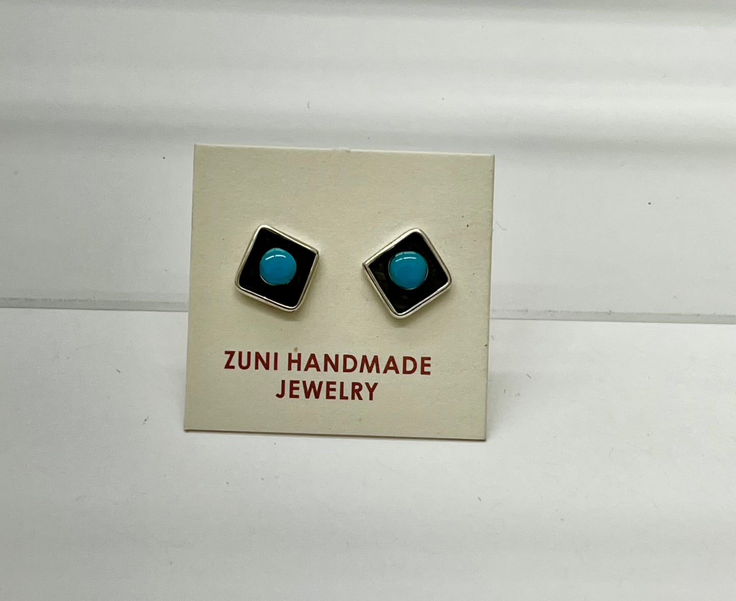 Petite Turquoise and Sterling Silver Square Stud Earrings
