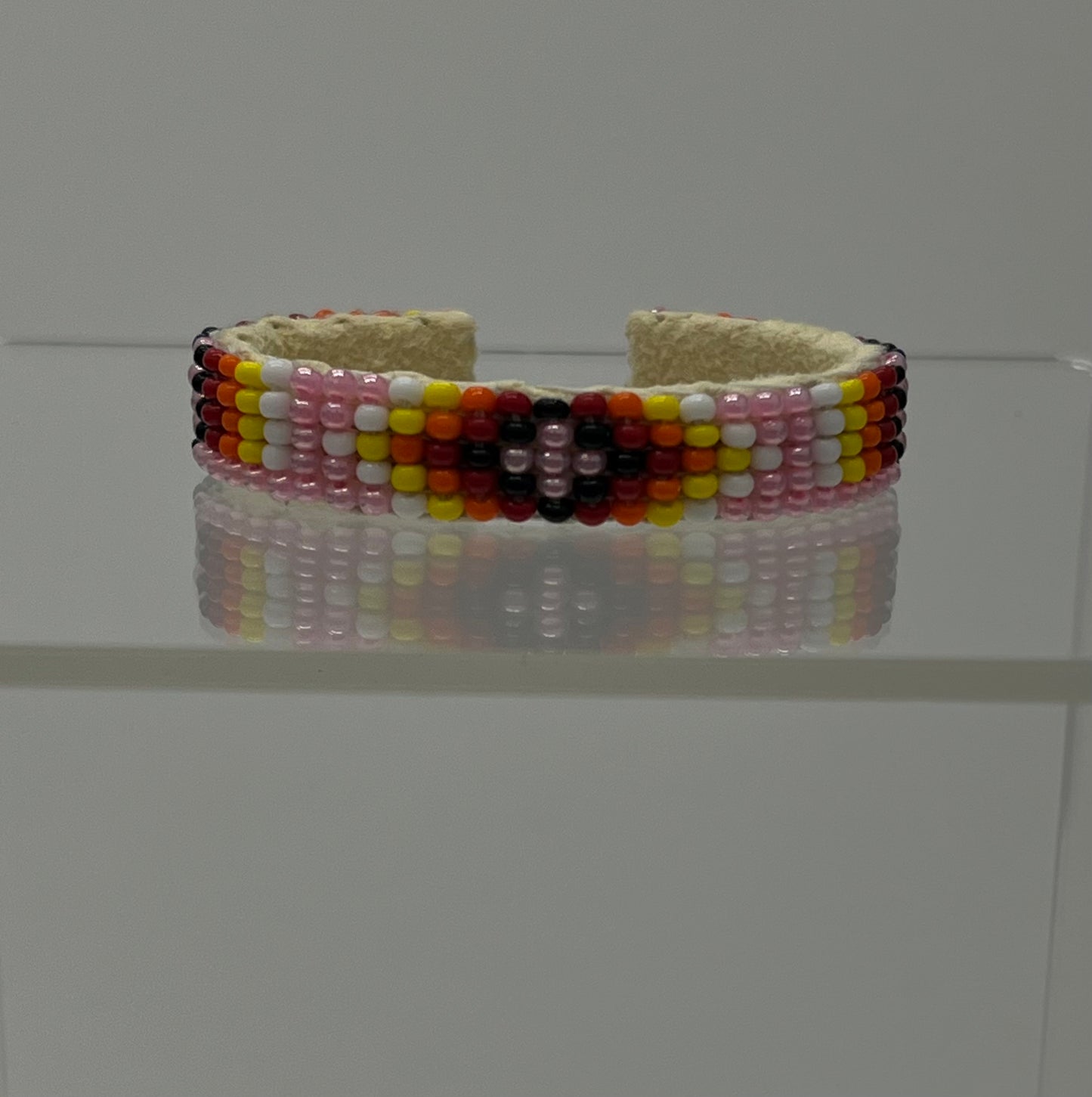 Beaded Baby Cuff Bracelet; Pink