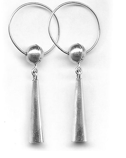 German Silver Ball and Cone Earrings