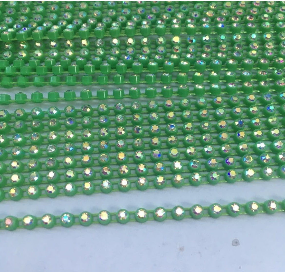 Rhinestone Banding; SS6 AB Grass Green (per yard)