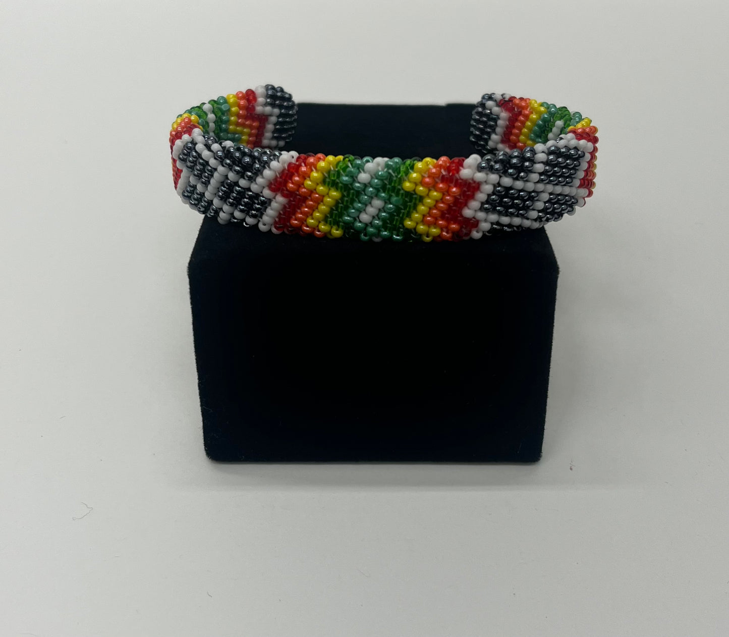 Large Beaded Bracelet; Gun Metal Grey