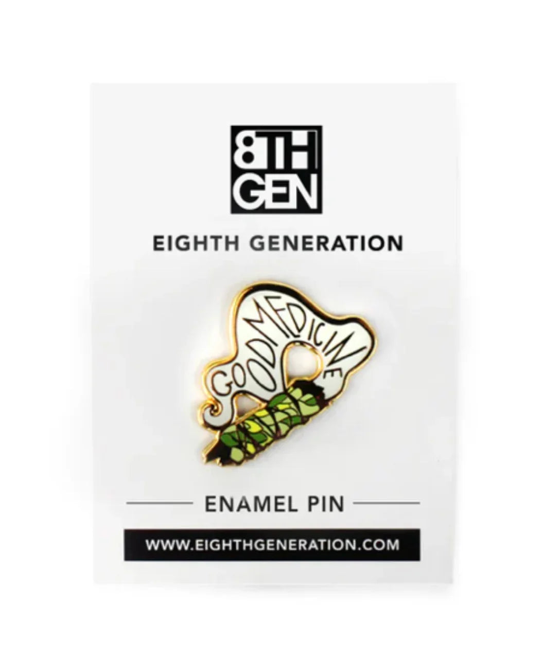 Good Medicine enamel pin with sage bundle design, Eighth Generation Native art accessory