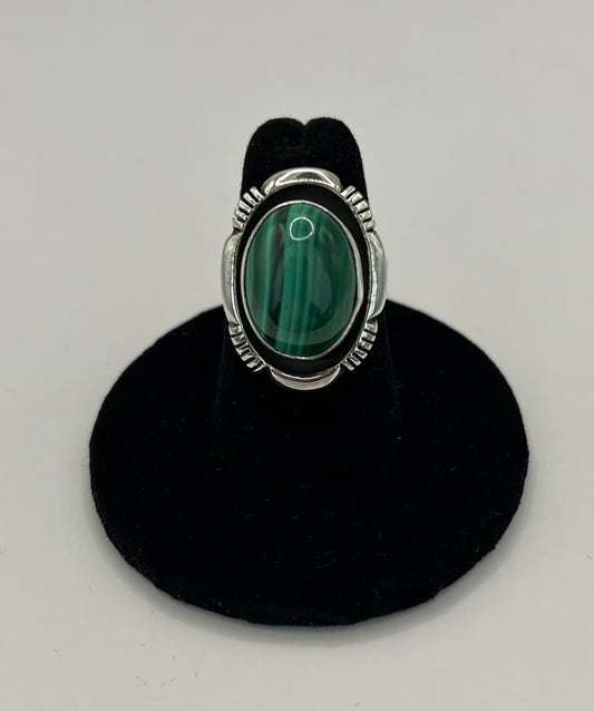 Malachite and Sterling Silver Ring Size 7.5