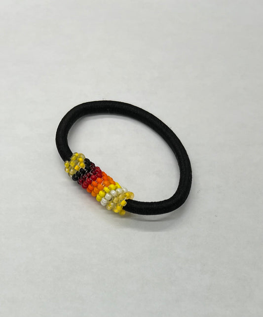 Beaded Hair Tie Black with Yellow beads