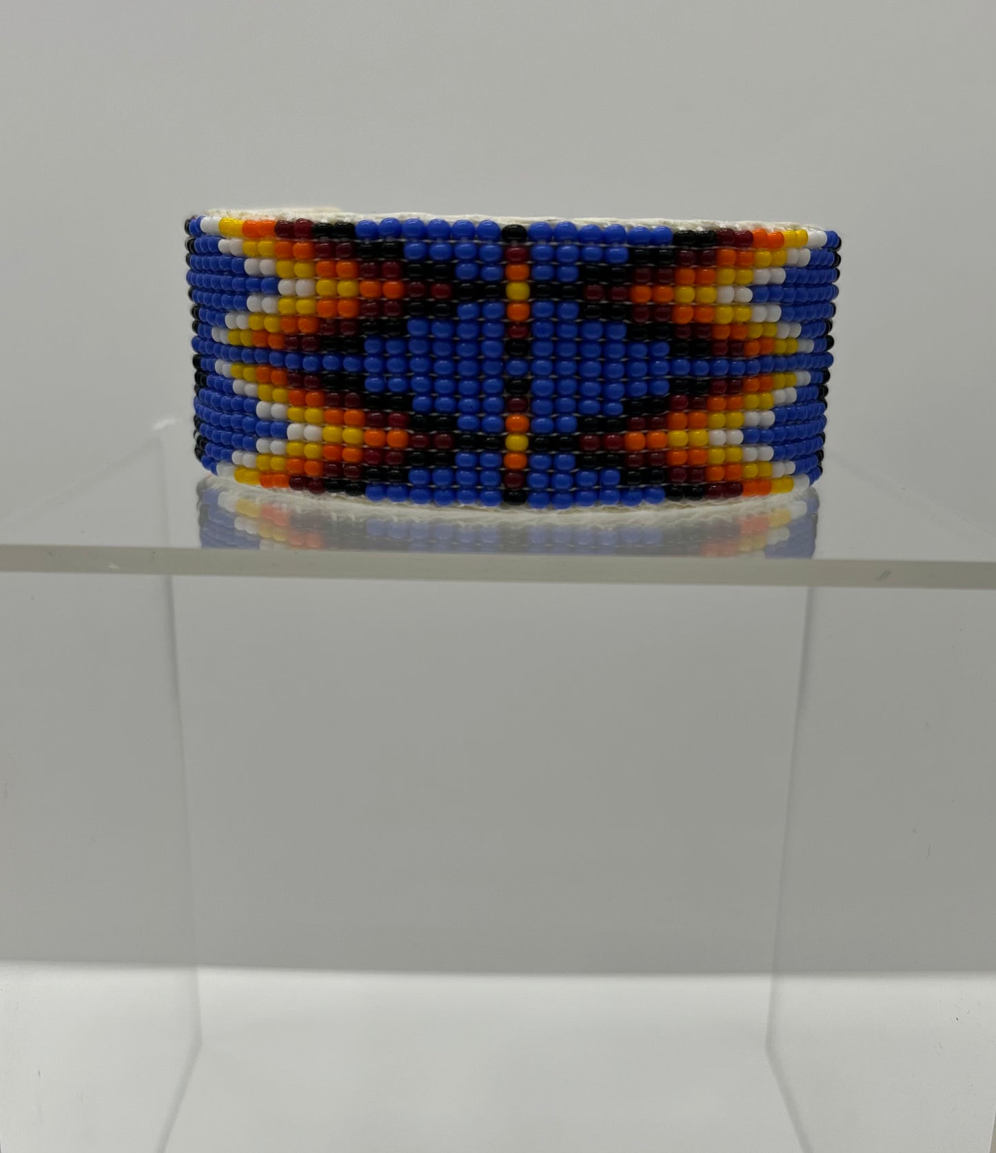 Large Beaded Cuff Bracelet; Royal Blue