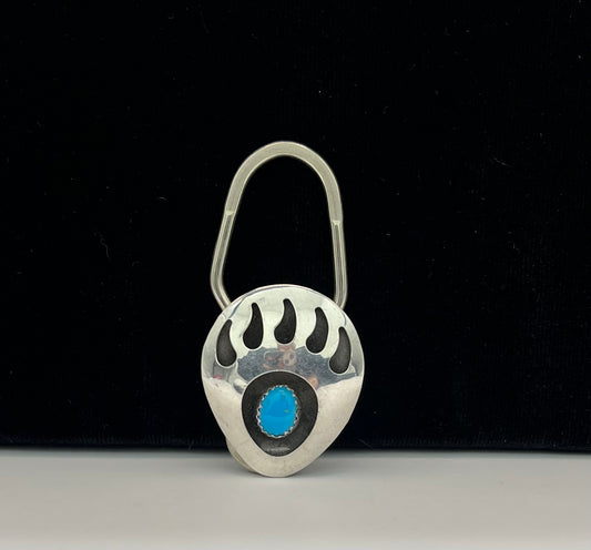 Sterling Silver and Turquoise Bear Claw Keychain