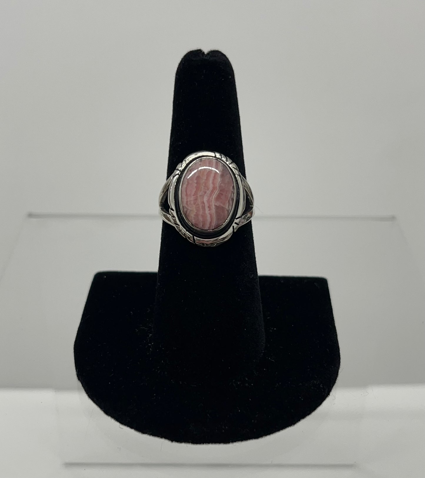 Rhodochrosite and Sterling Silver Ring Size; 7