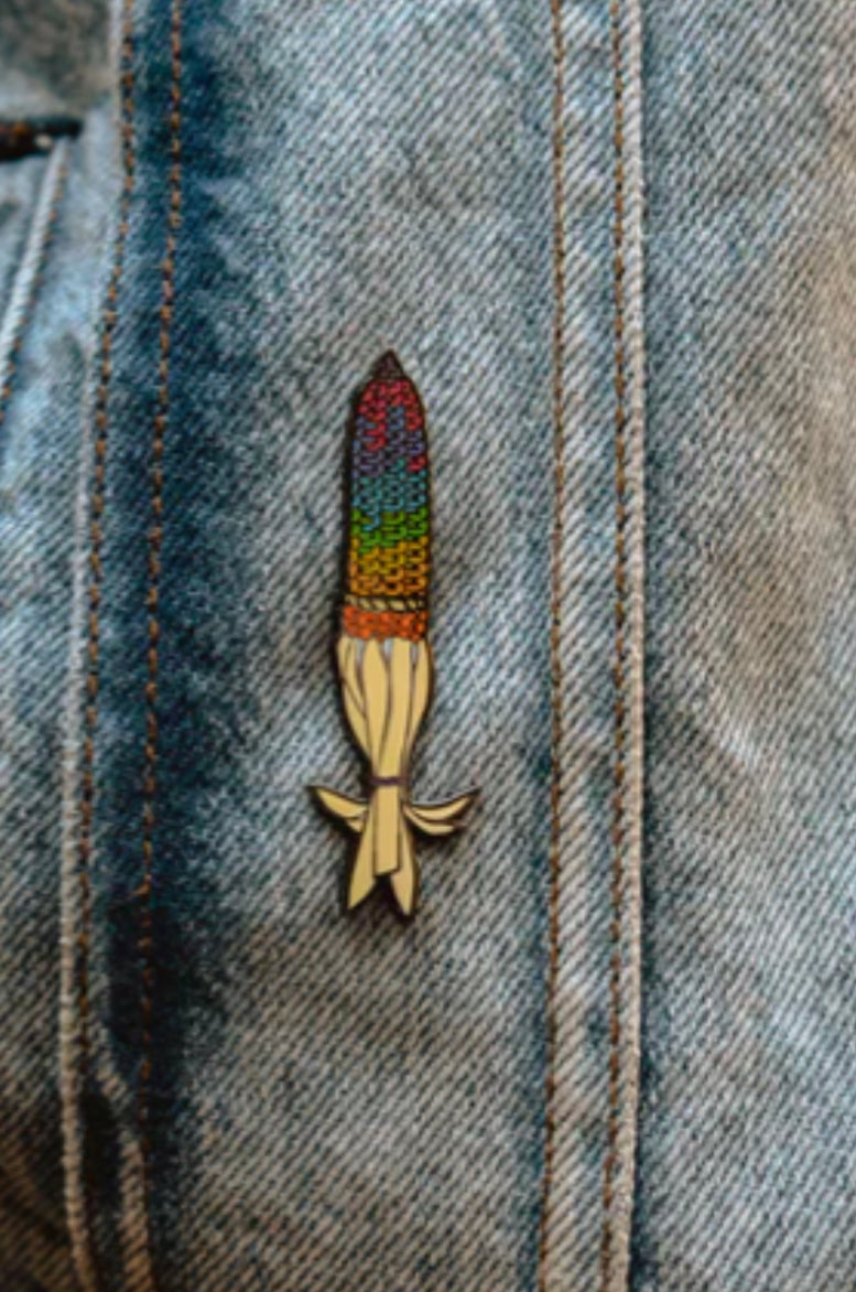 Eighth Generation Rainbow Corn Enamel Pin