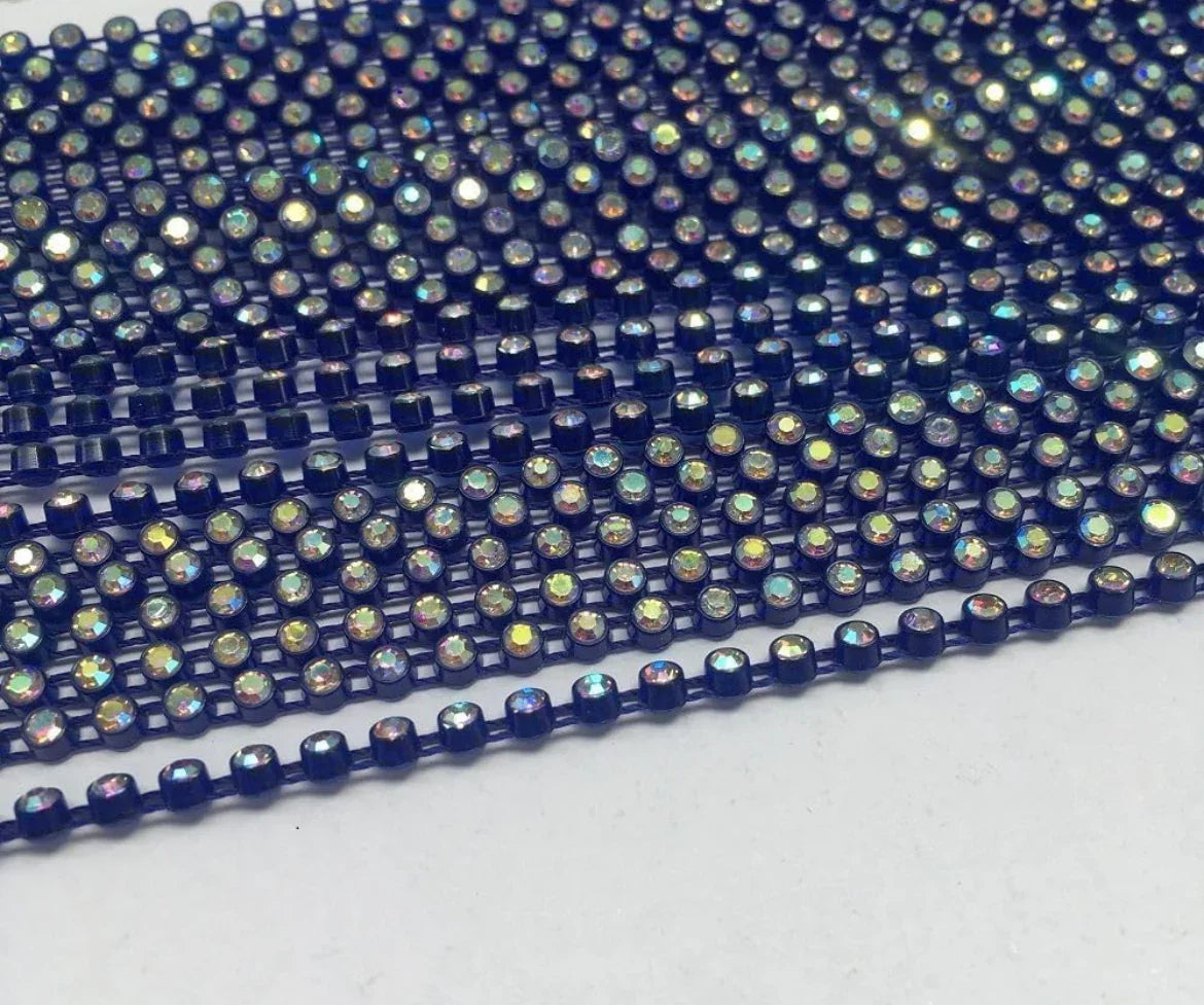 Rhinestone Banding; SS6 AB Dark Blue (per yard)