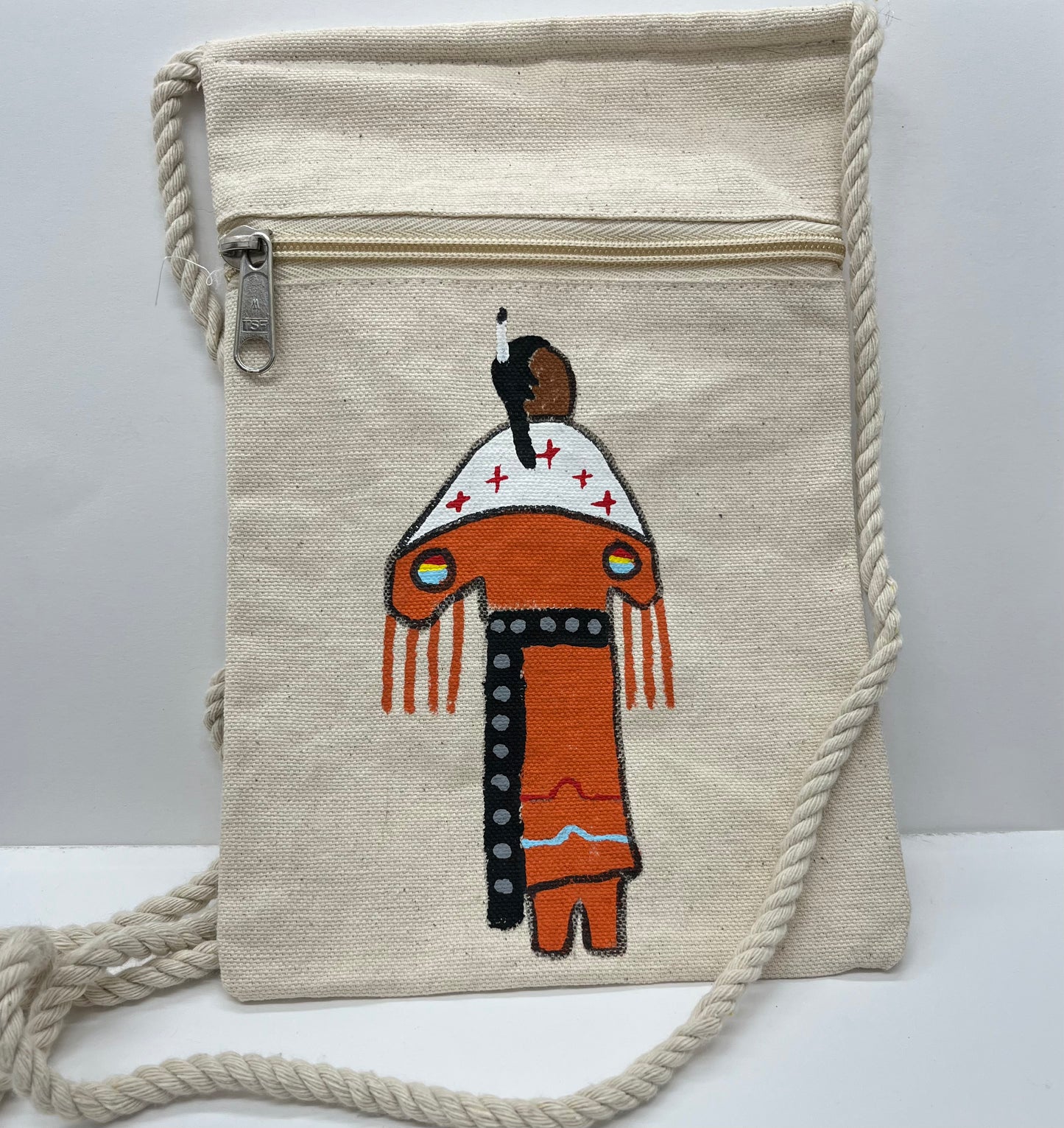 Hand Painted Canvas Crossbody Bag; Dancer (various colors)