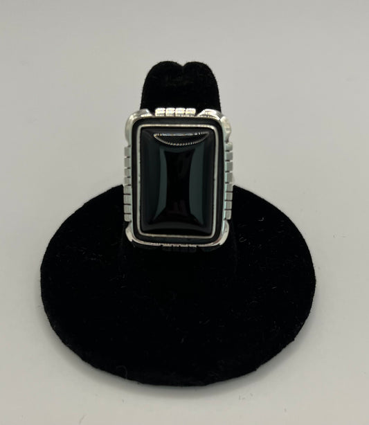 Onyx and Sterling Silver Ring Size 6.5