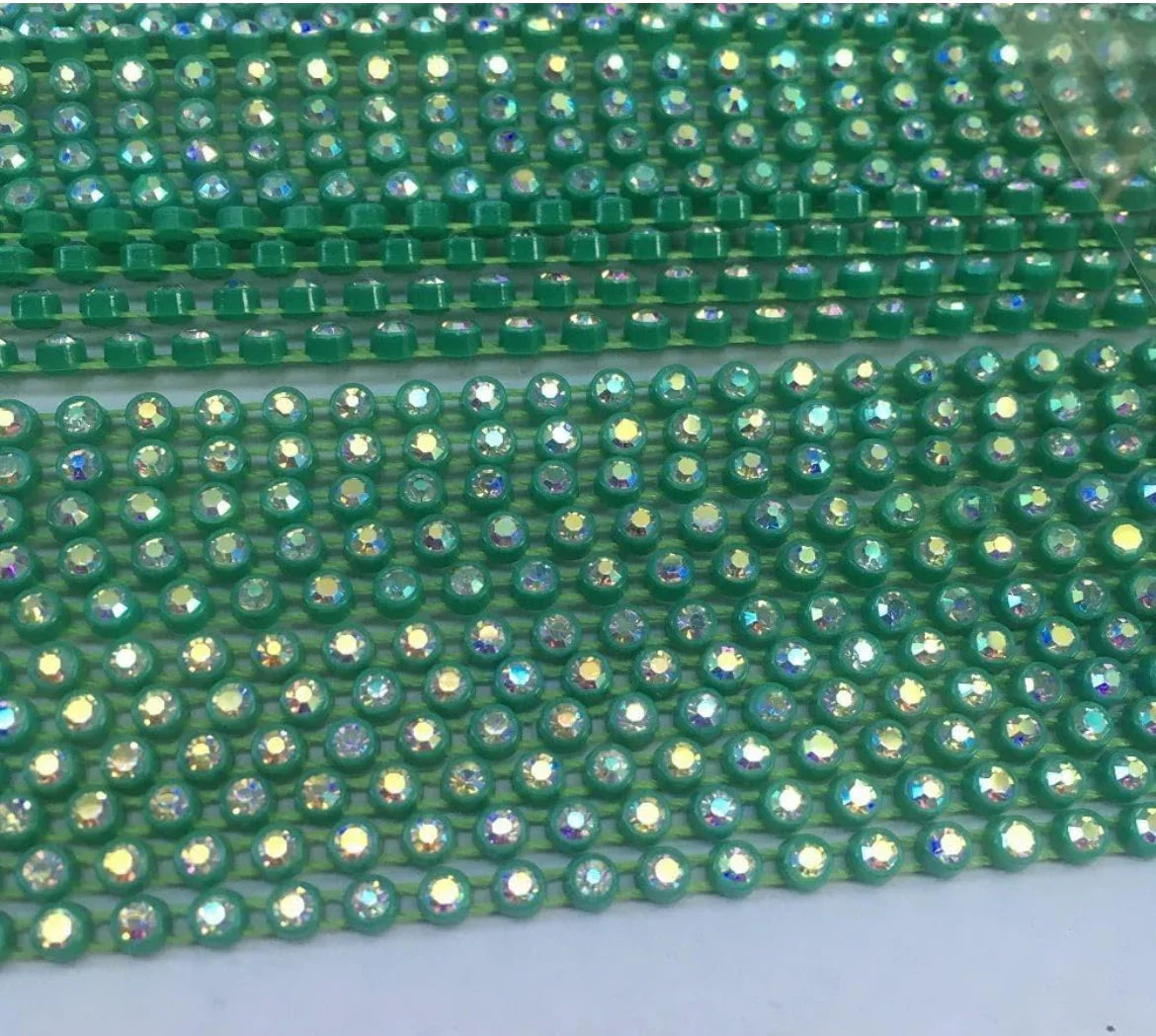 Rhinestone Banding; SS6 AB Green (per yard)