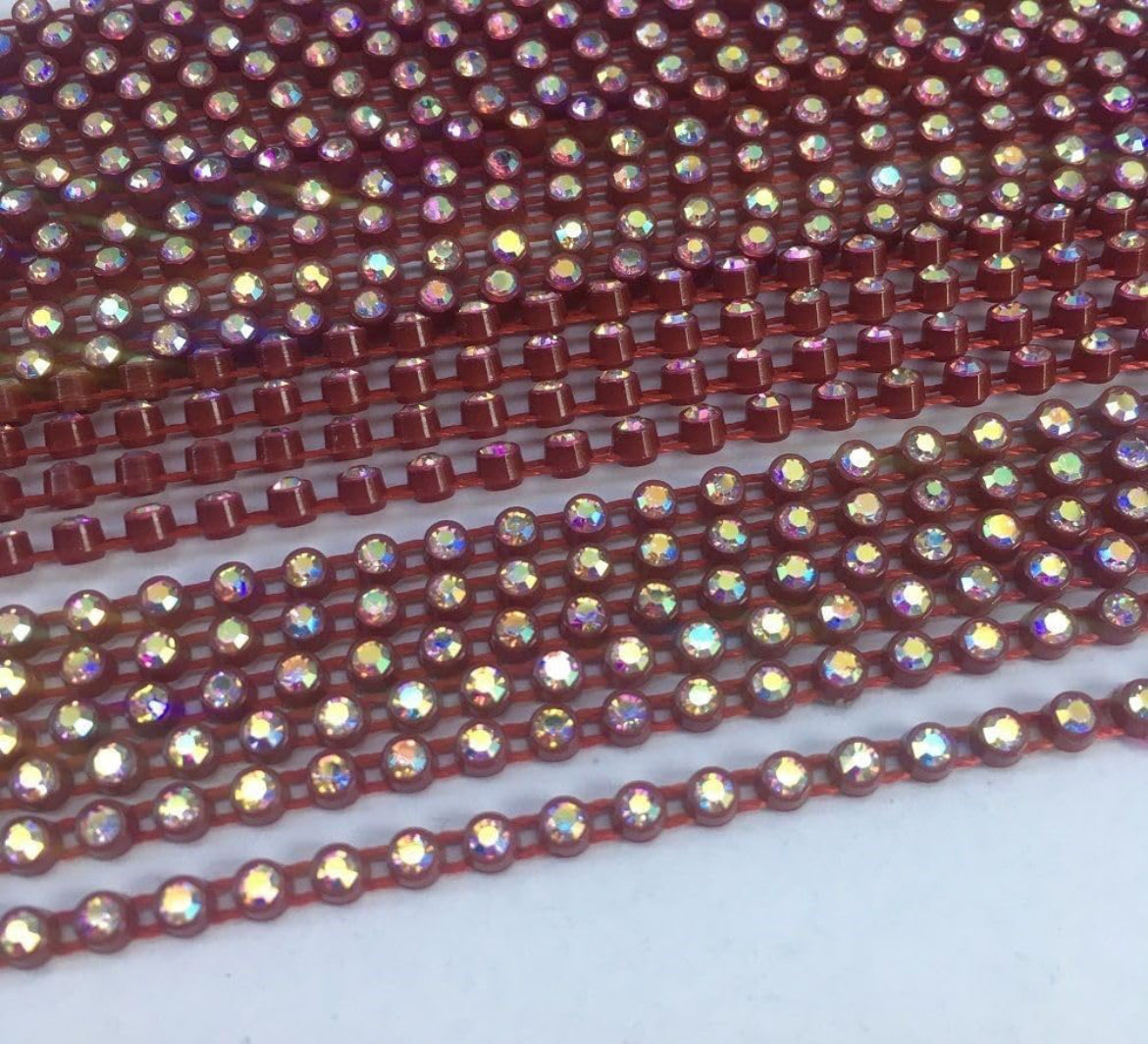 Rhinestone Banding; SS6 AB Dark Red (per yard)