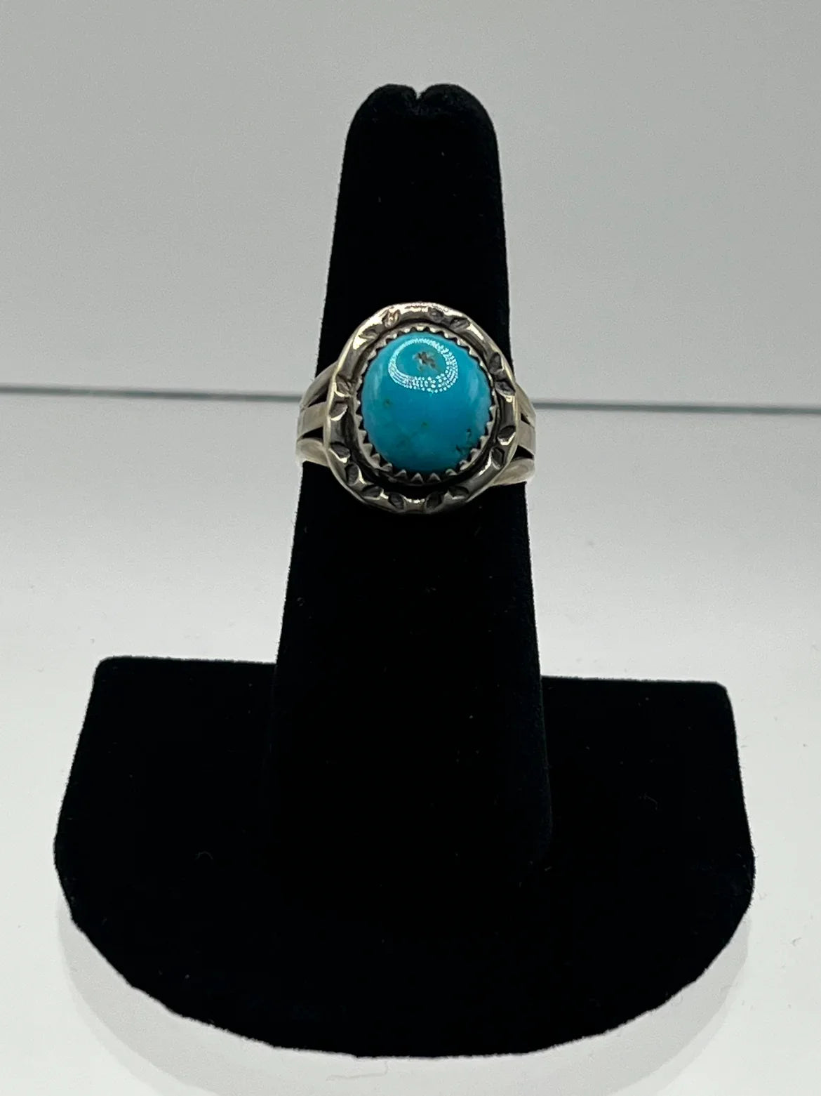 Blue Turquoise and Sterling Silver Ring; Size 7.25