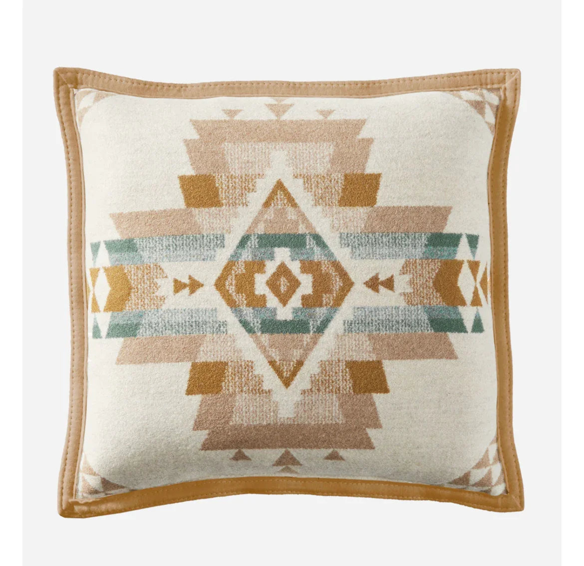 Native American inspired geometric patterned throw pillow with earthy tones and tribal design