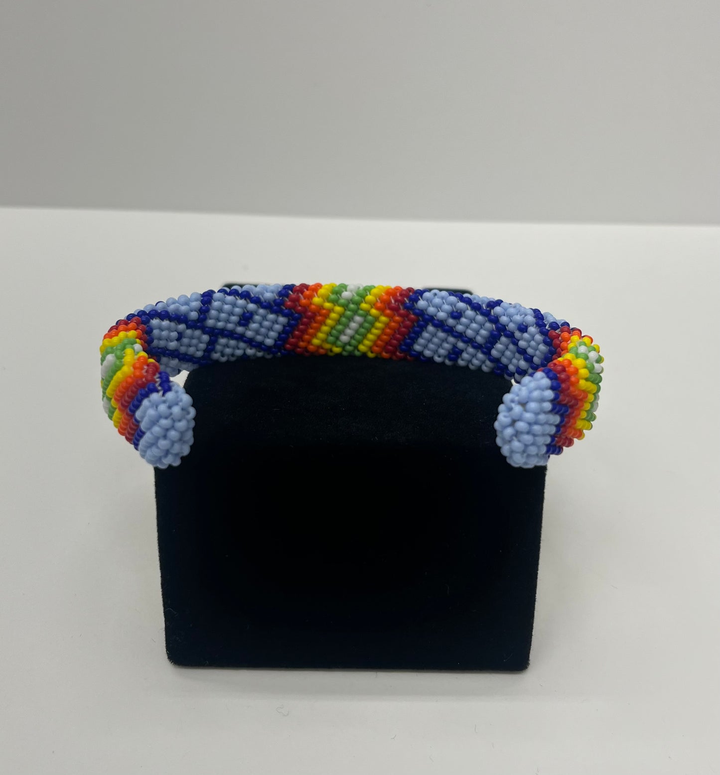 Large Beaded Bracelet; Light Blue