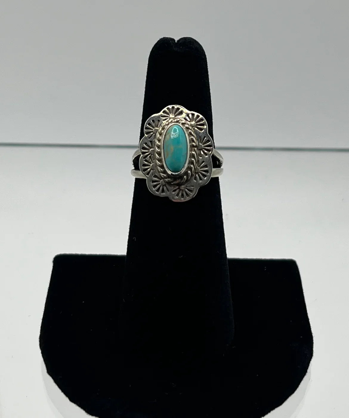 Turquoise and Sterling Silver Ring; Size 7