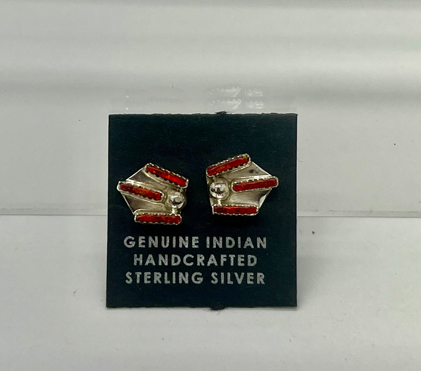 Petite Red Opal and Sterling Silver Stud Earrings