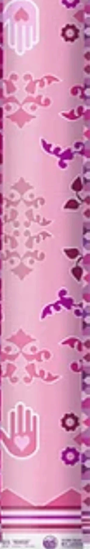 Pink patterned fabric with hamsa hands and floral motifs for Native art crafts
