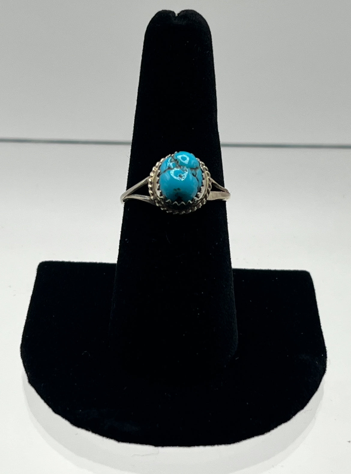 Small Blue Turquoise and Sterling Silver Ring