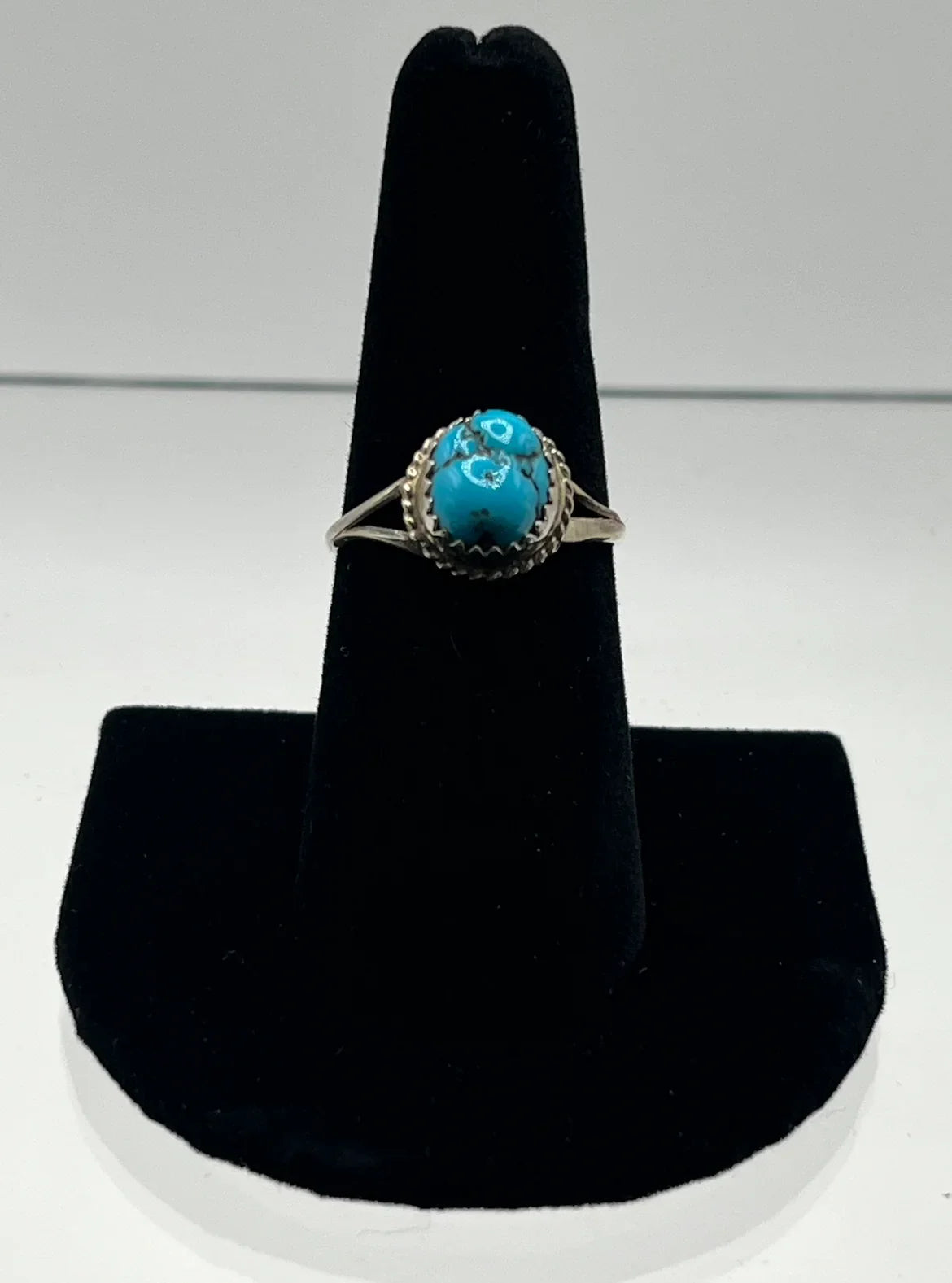 Small Blue Turquoise and Sterling Silver Ring Size 8