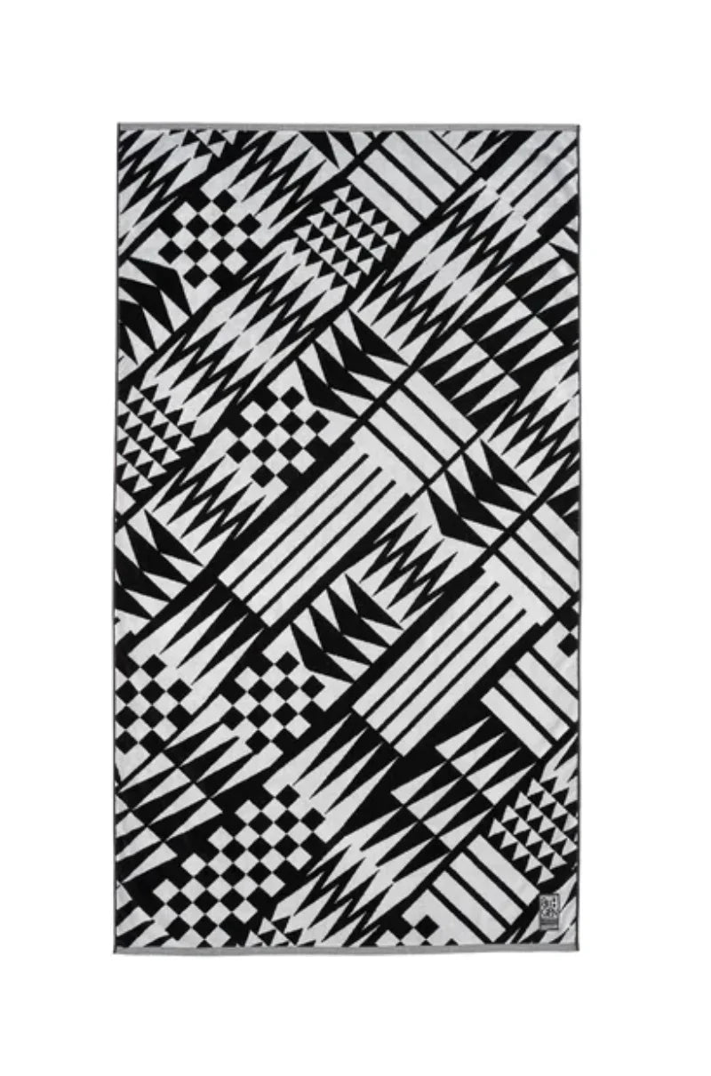 Black and white geometric patterned textile for Native art and craft projects