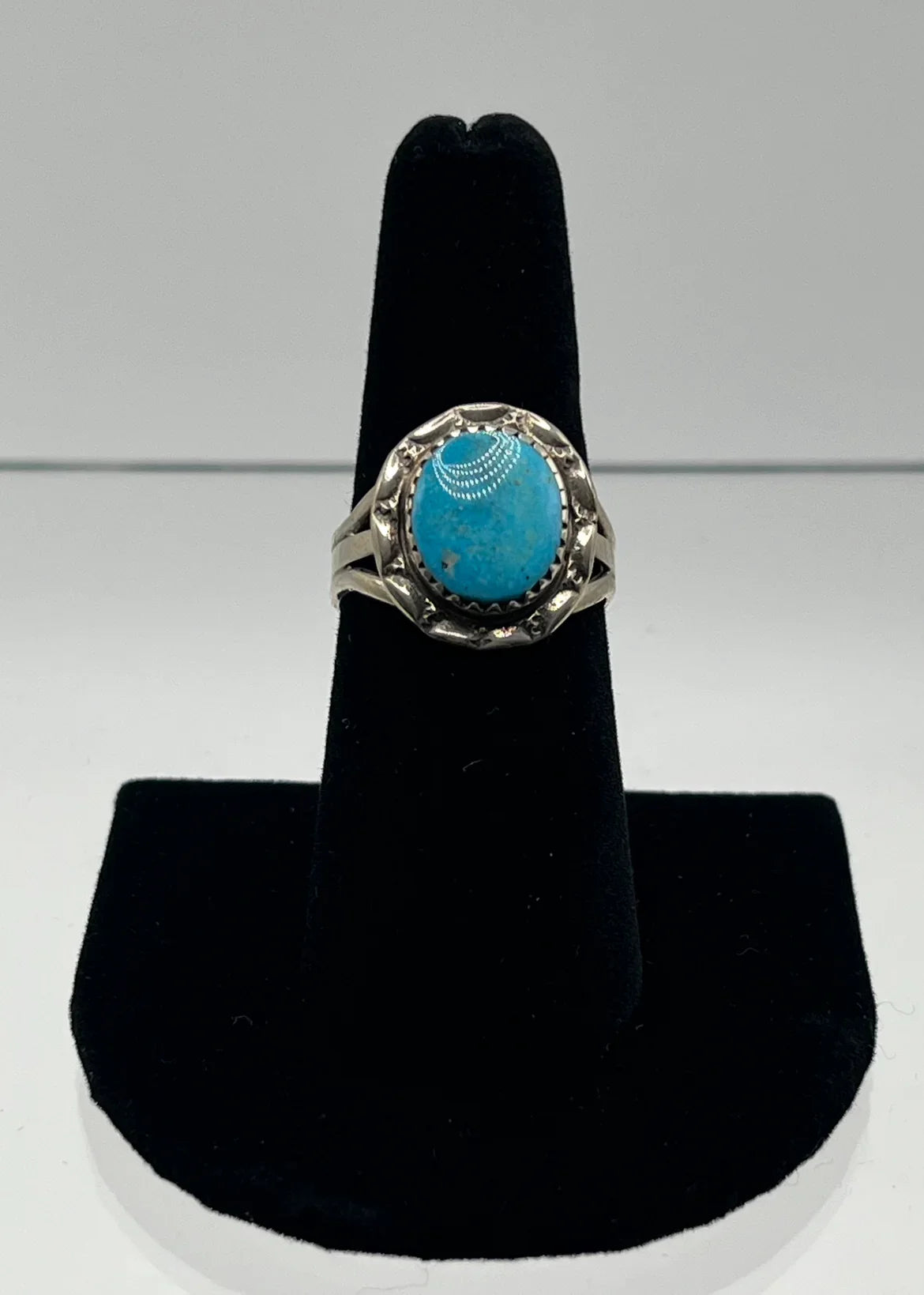 Blue Turquoise and Sterling Silver Ring; Size 8