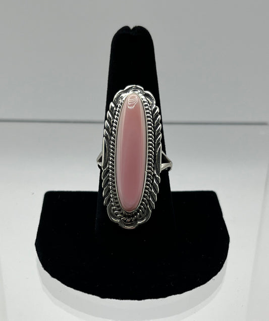 Pink Conch and Sterling Silver Ring 8.5