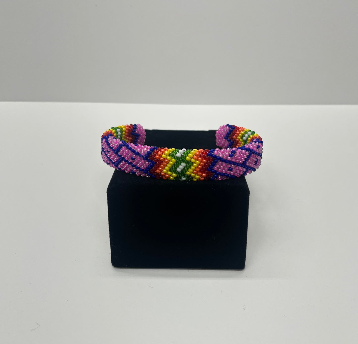 Large Beaded Bracelet; Hot Pink
