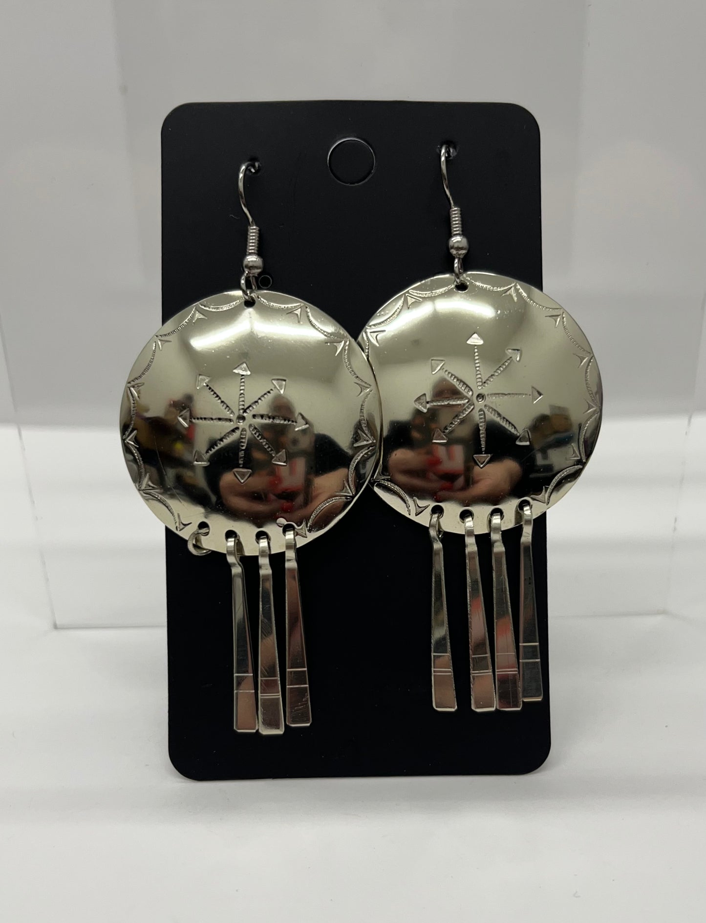 German Silver Shield Earrings