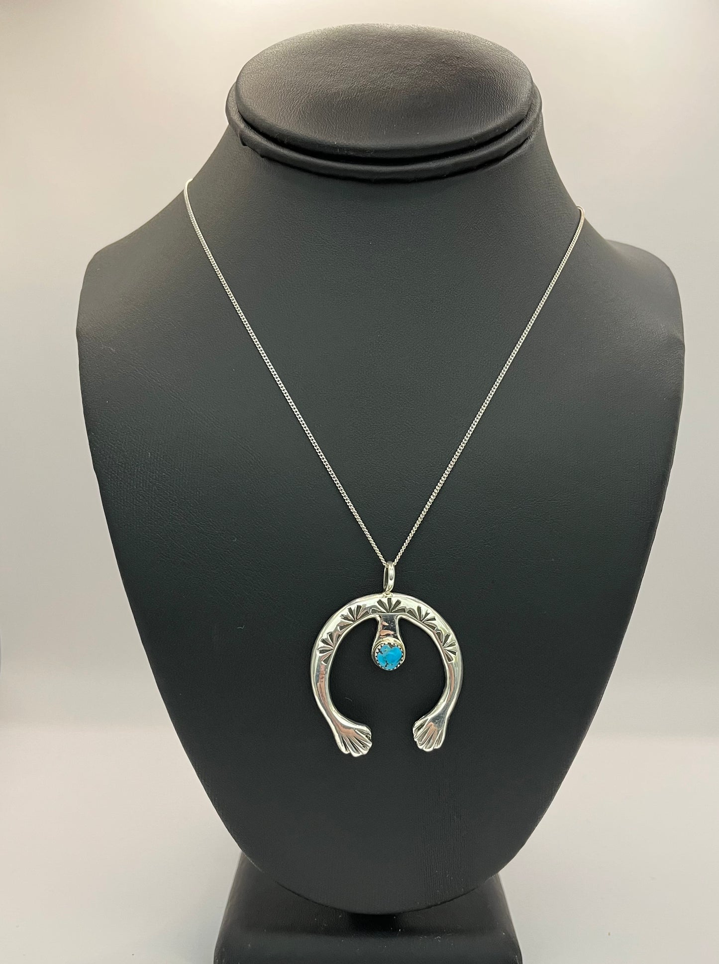 Sterling Silver Naja Pendant with Turquoise on Chain