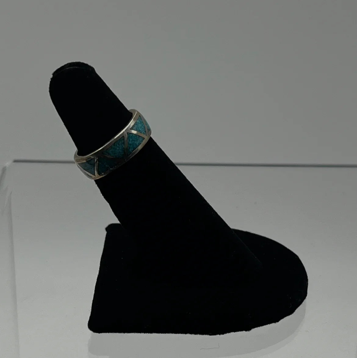 Turquoise and Sterling Silver Band; Size 5