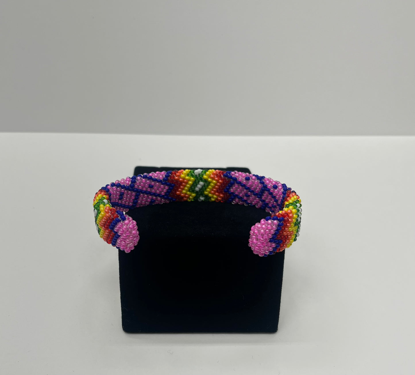 Large Beaded Bracelet; Hot Pink