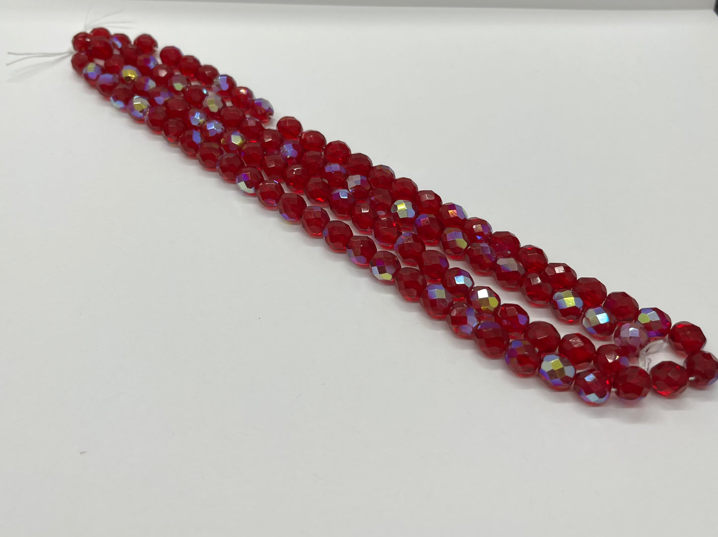 8mm Fire Polish Beads AB(Aurora Borealis) per 100