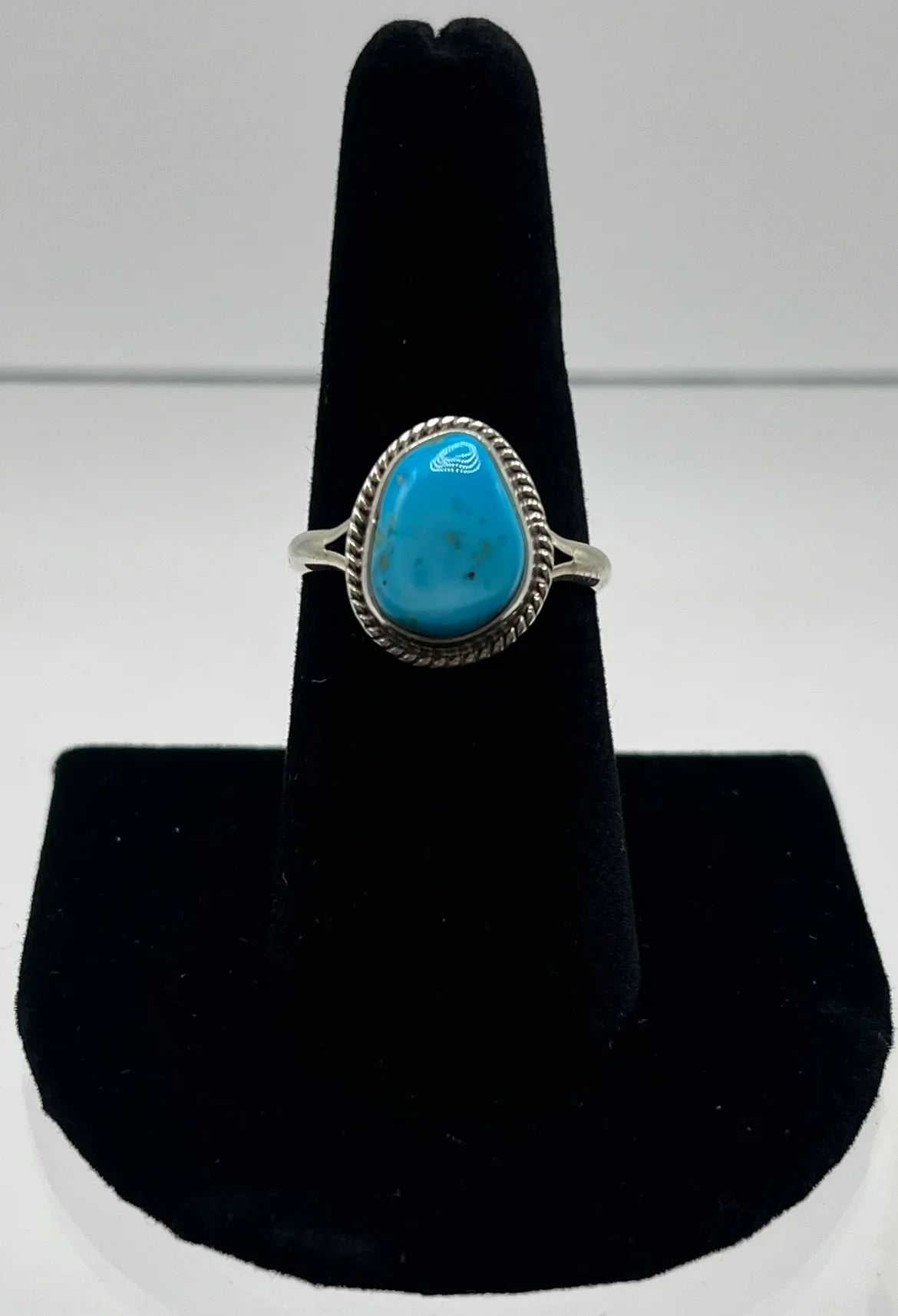 Sleeping Beauty Turquoise and Sterling Silver Ring; Size 8