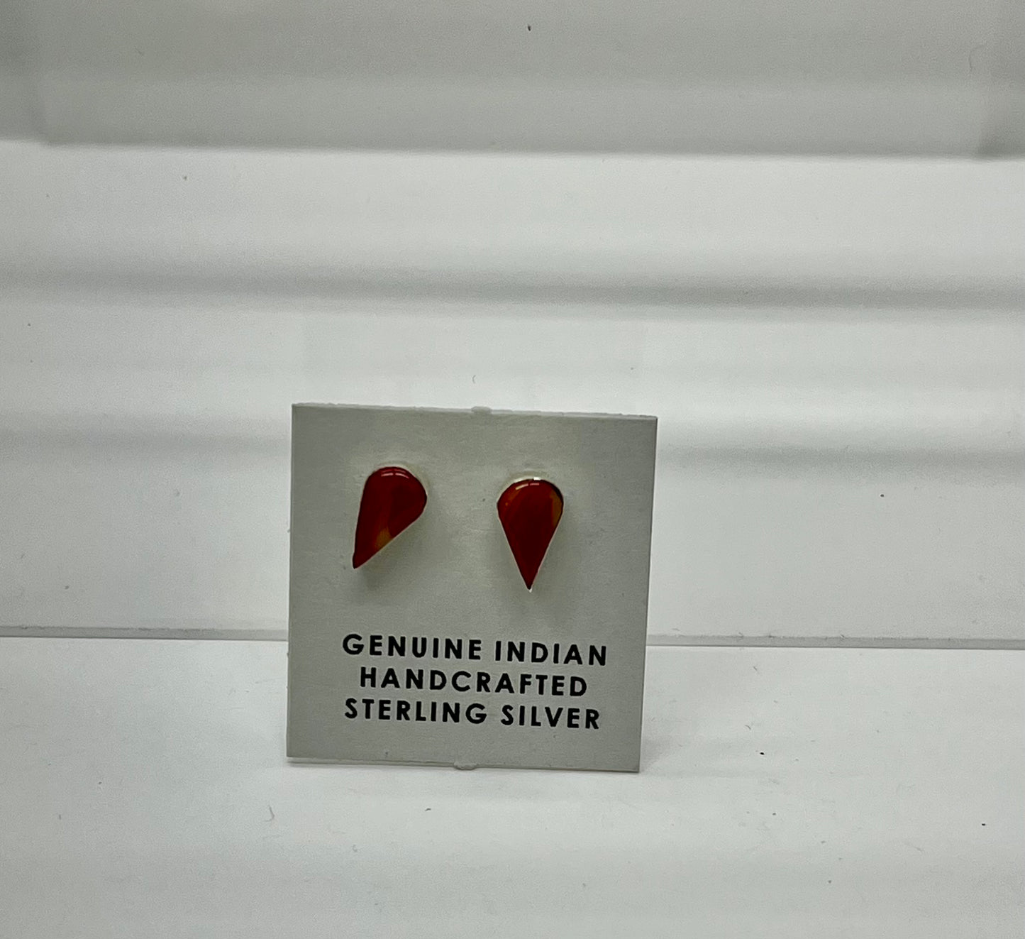 Petite Coral and Sterling Silver Tear Drop Shaped Earrings