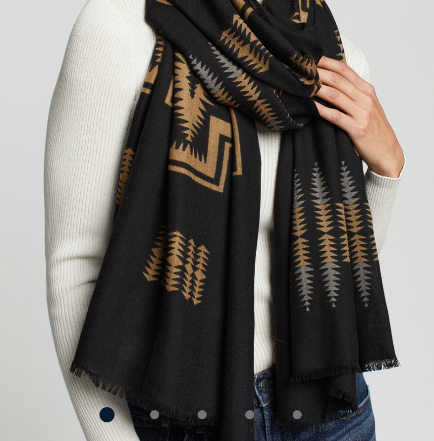 Pendleton Oversized Featherweight Wool Scarf Harding Black