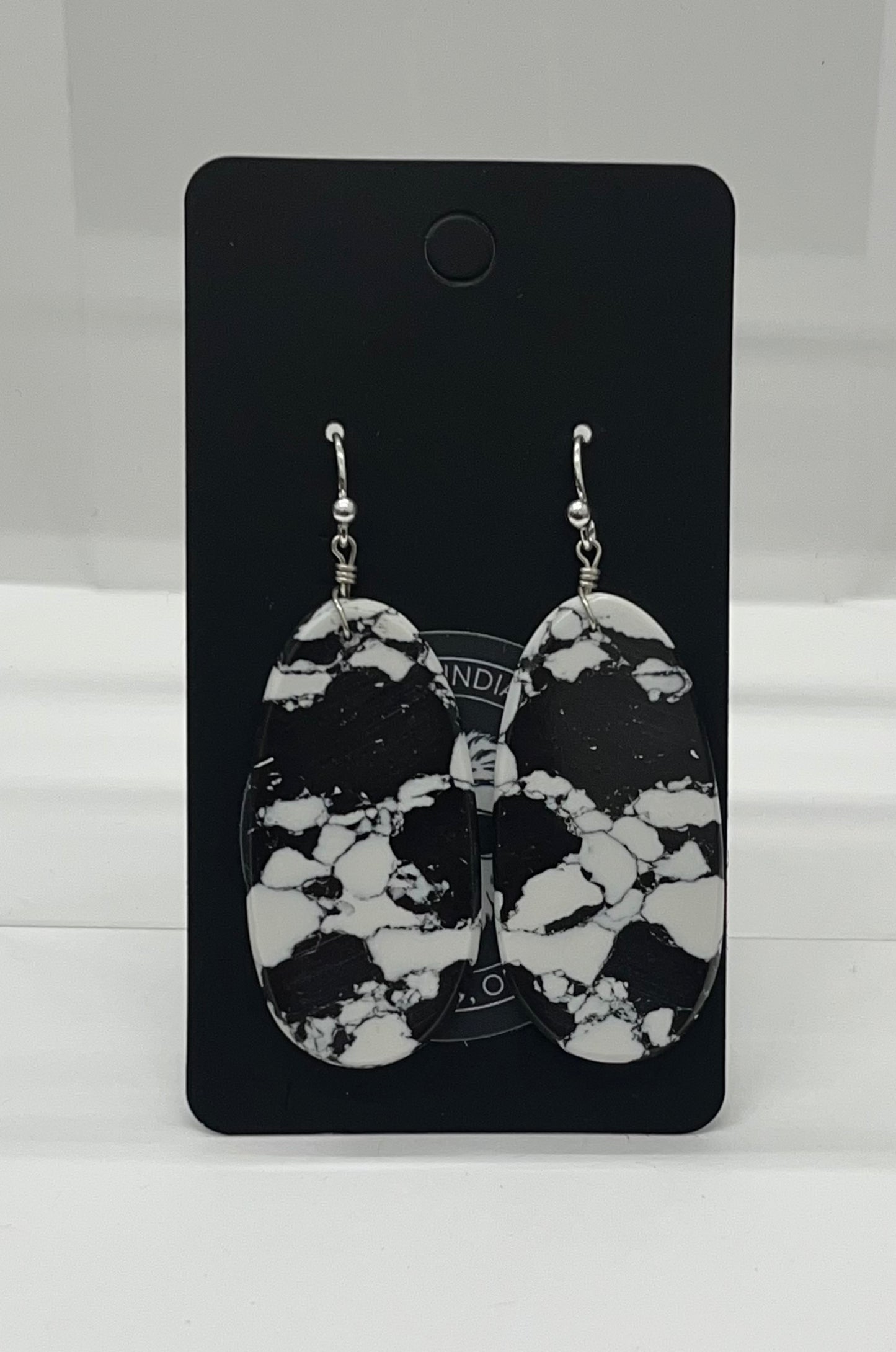 Synthetic White Buffalo Turquoise Slab Earrings
