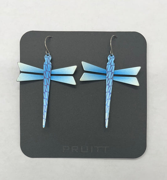 Pat Pruitt Dragonfly Titanium Earrings Light Blue