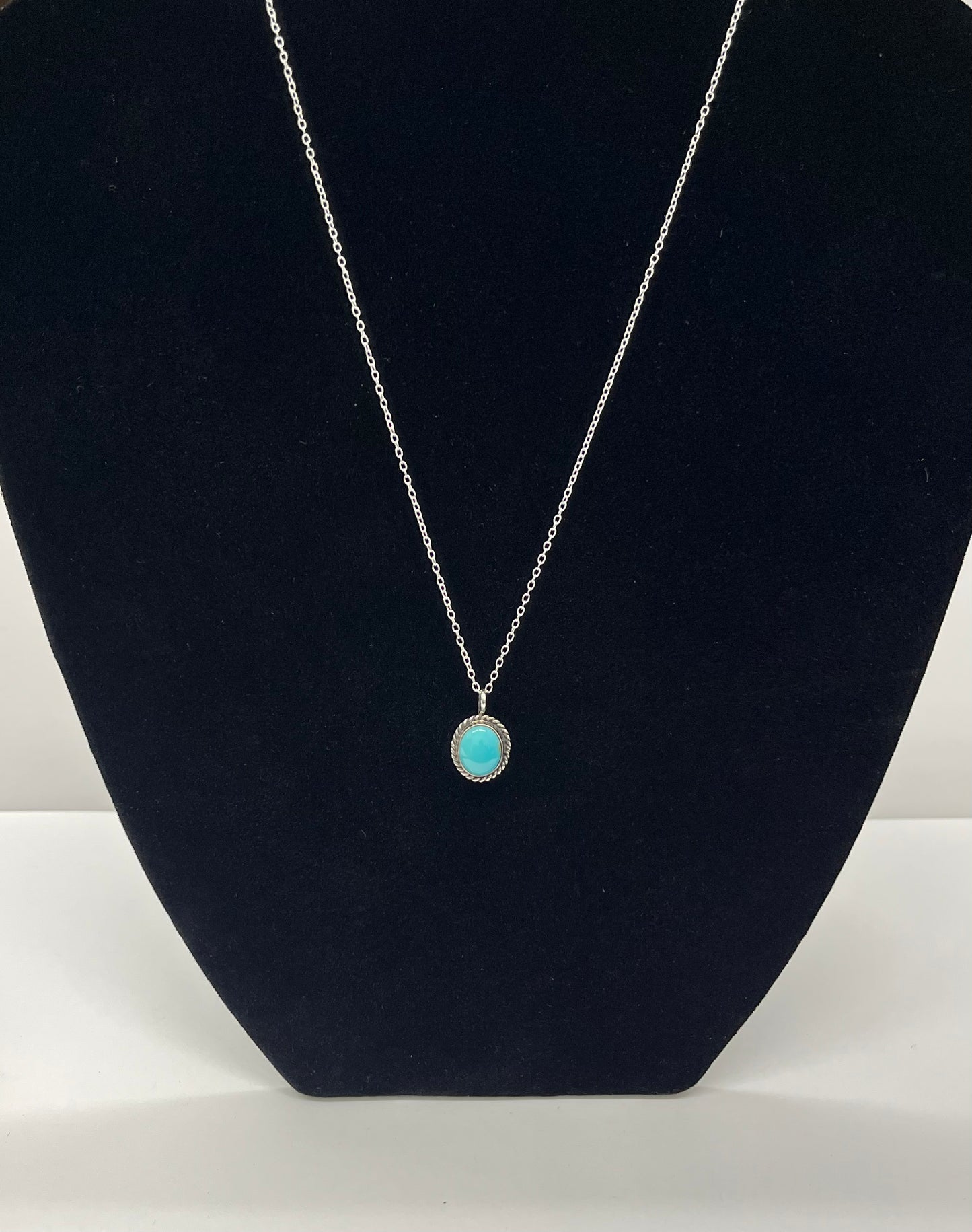 Turquoise and Sterling Silver Pendant with Chain