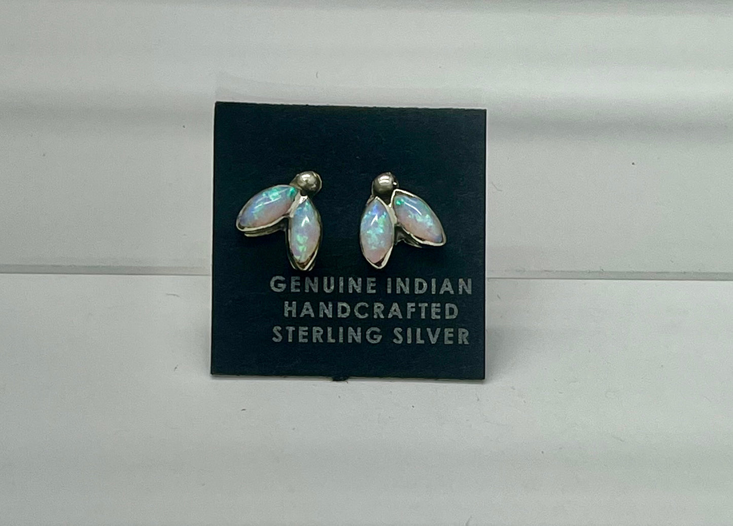 Small Opal and Sterling Silver Stud Earrings