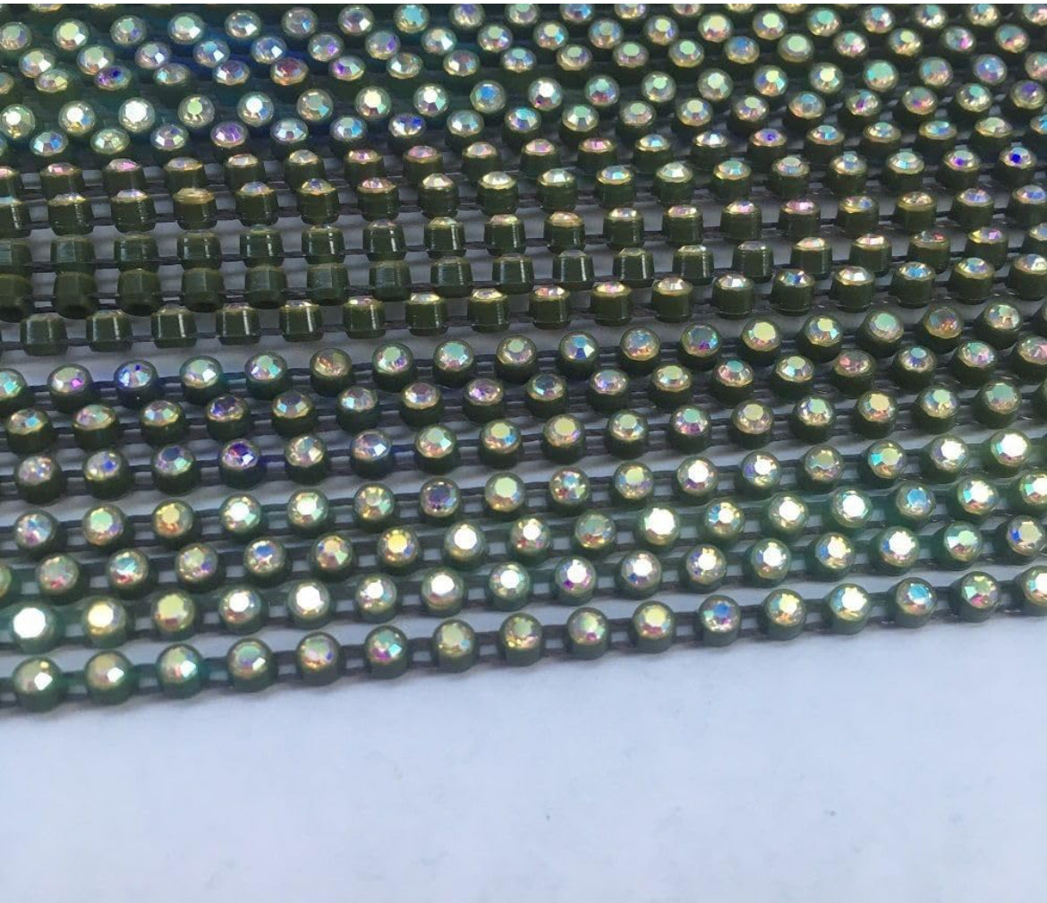 Rhinestone Banding; SS6 AB Army Green (per yard)