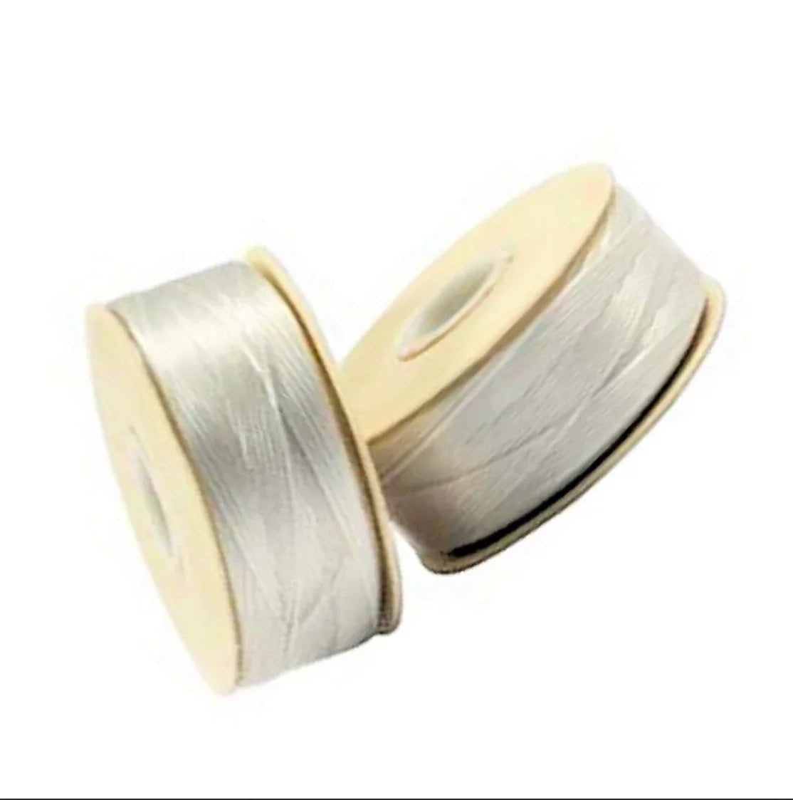 Silver satin ribbon spools for Native art and craft projects