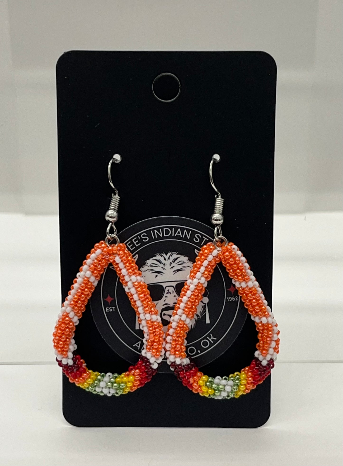 Beaded Earrings; Pearl Orange