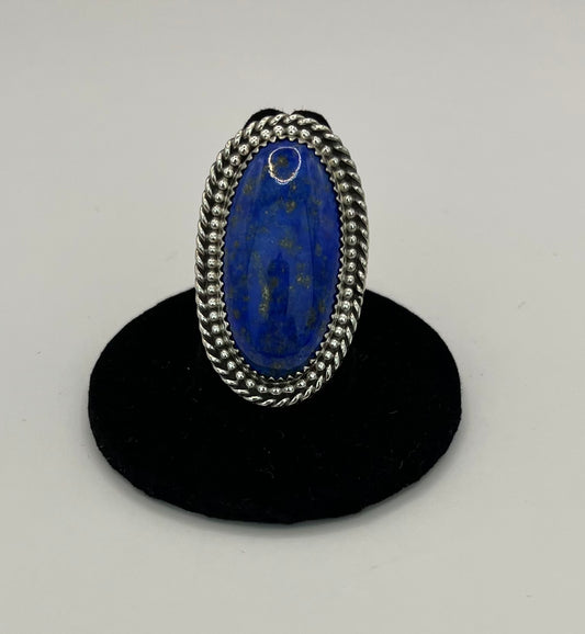 Lapis Lazuli and Sterling Silver Ring Size 7.75