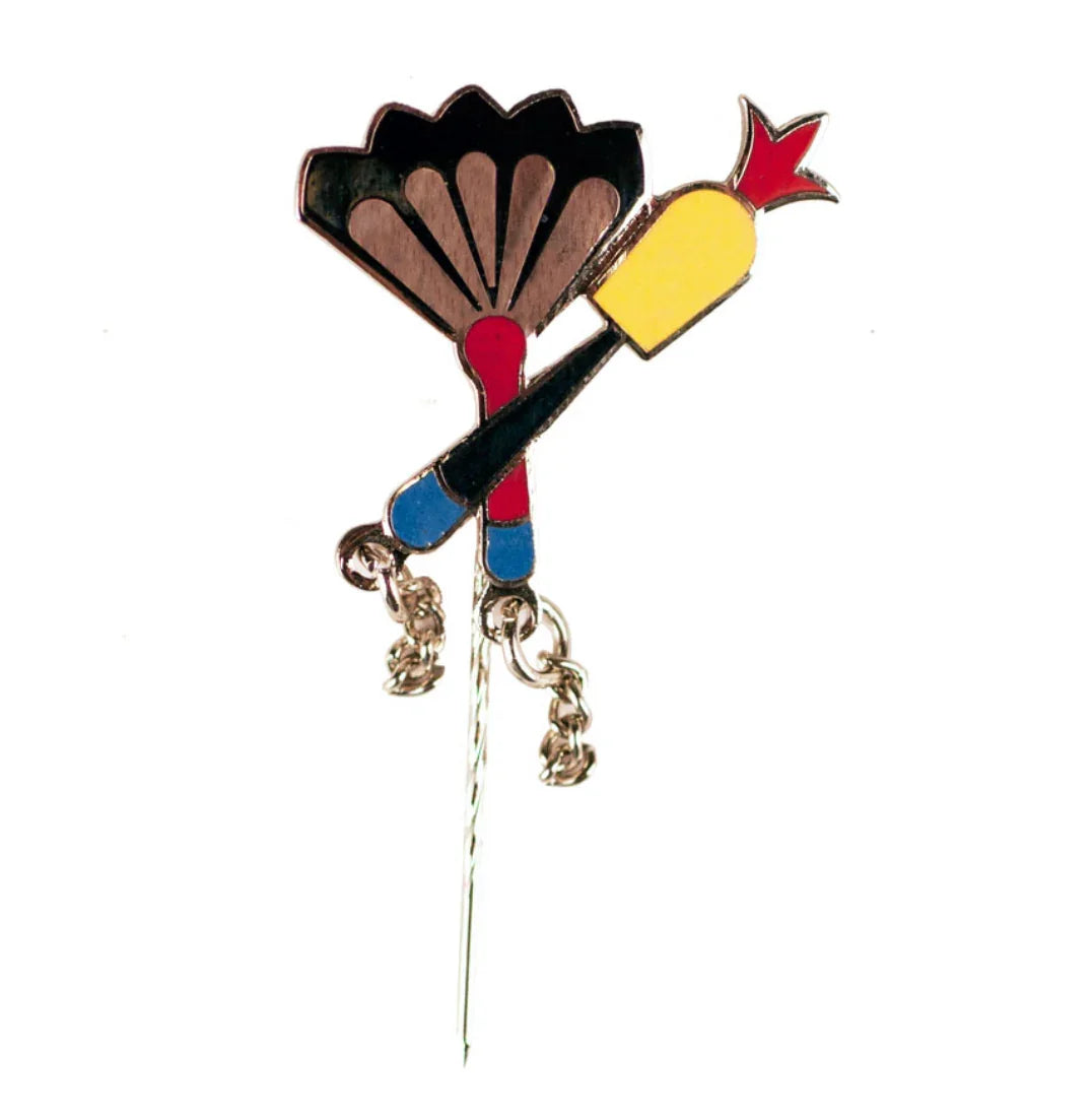 Fan and Gourd Stickpin; Cloisonné