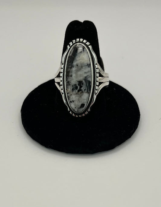 White Buffalo and Sterling Silver Ring Size 10.5