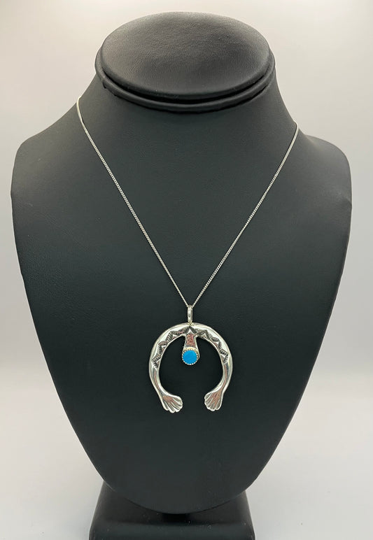 Sterling Silver Naja Pendant with Turquoise on Chain