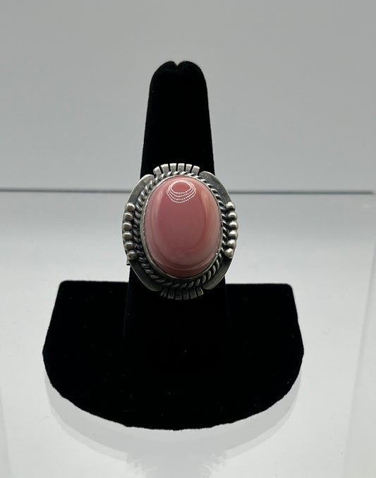 Pink Conch and Sterling Silver Ring 8.5