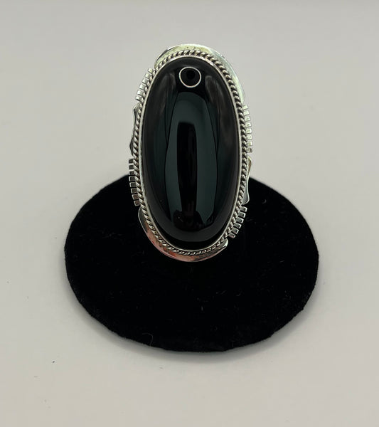 Onyx and Sterling Silver Ring Size 7